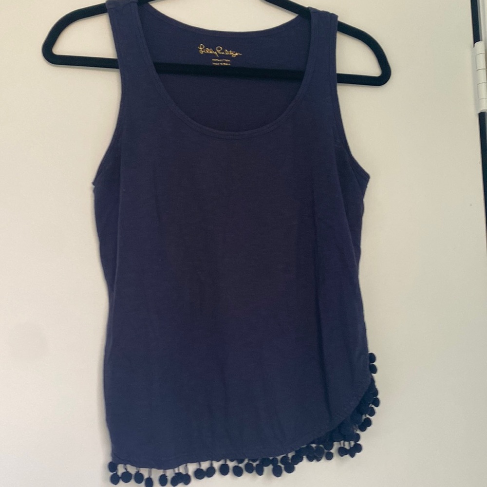 Cute Lilly Pulitzer Pom Pom detail cotton tank top